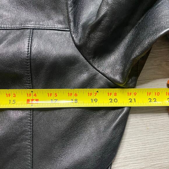 Vintage Wilson’s Leather Nora Womens Large Black Leather Mid Length Jacket Coat - Picture 6 of 9